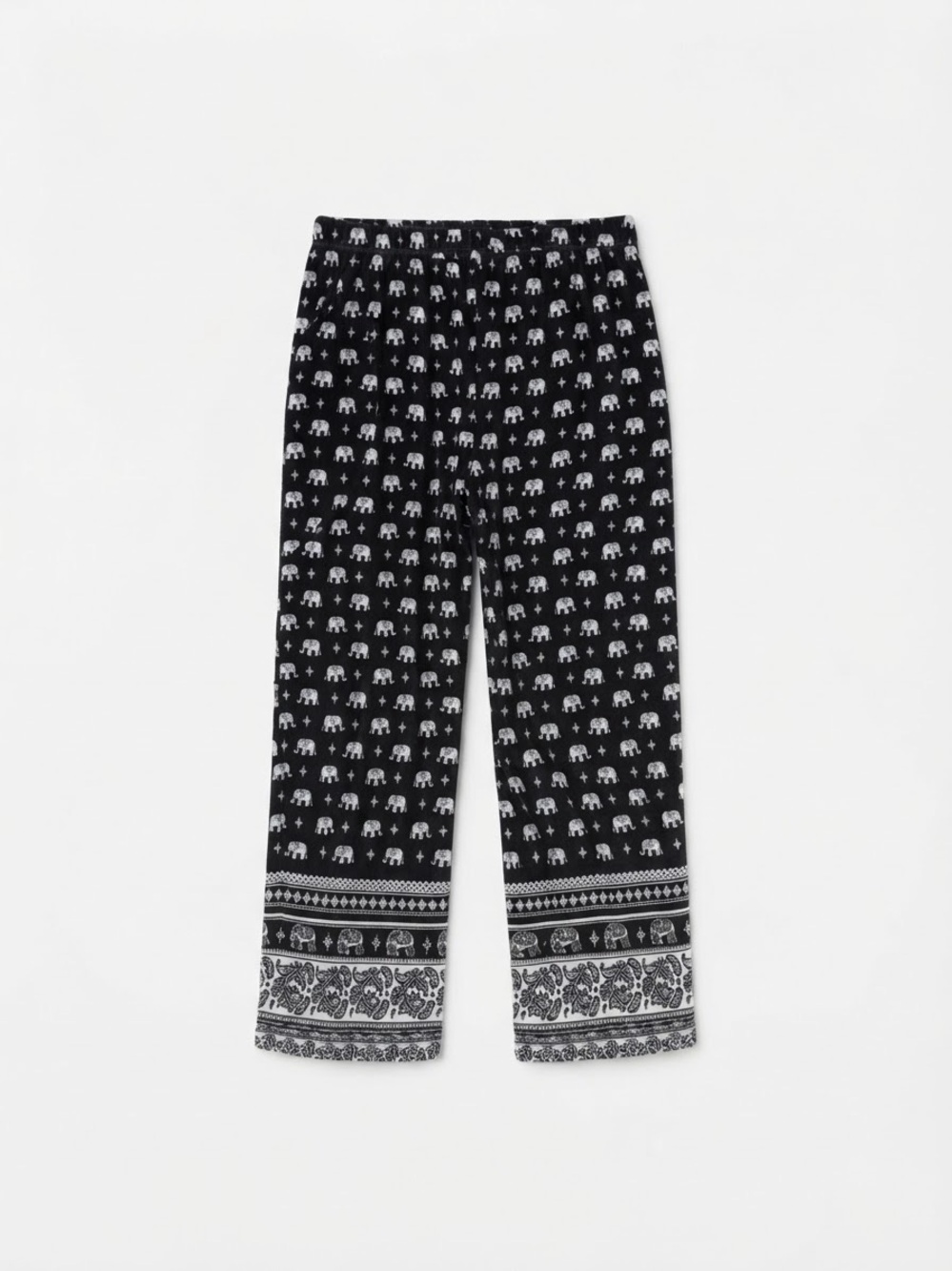 Forever 21 Plus Size Boho, Flowy Barrel Pants in Black w/Elephant Print.